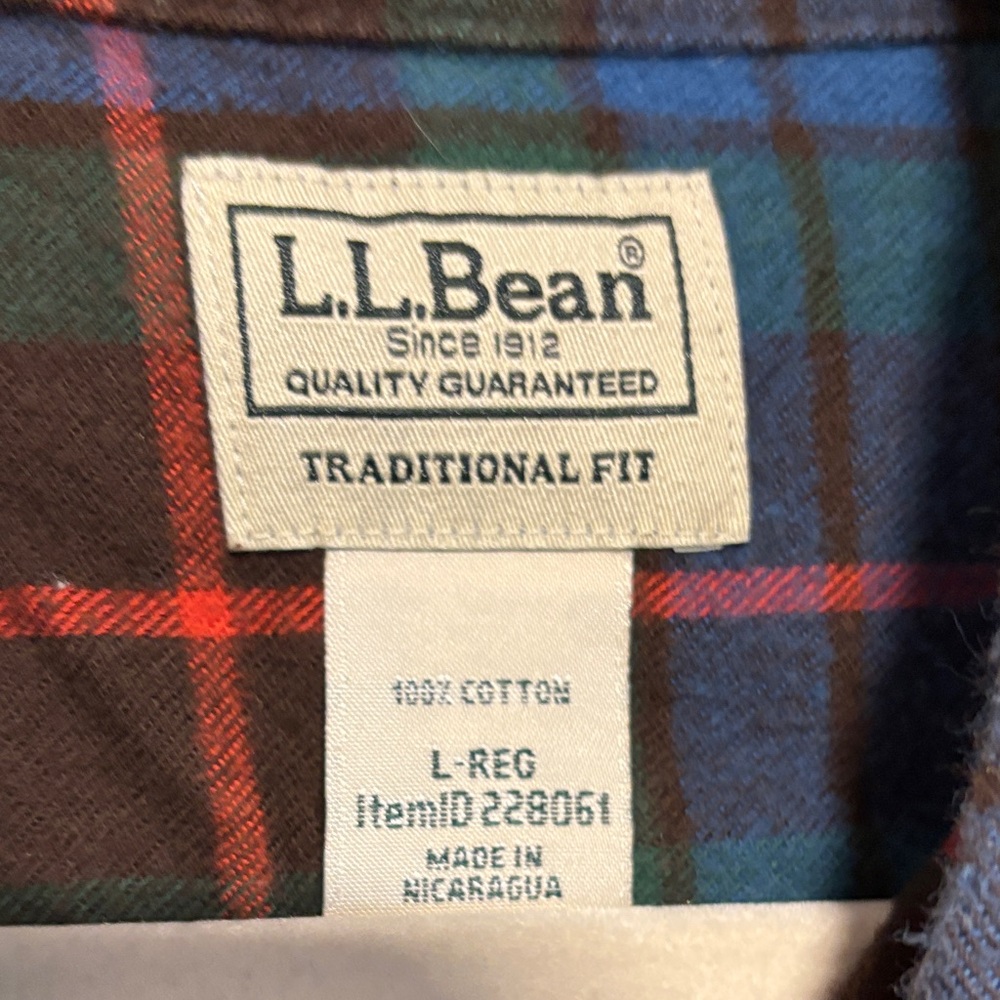 L.L. Bean Flannel Plaid Shirt - Blue, Red, and Green - Picture 2 of 2